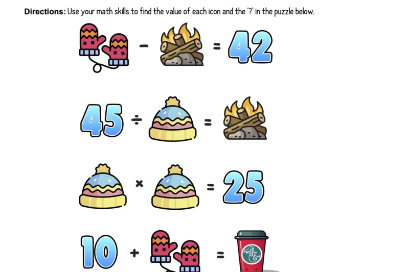 Holiday Math Puzzles Worksheets