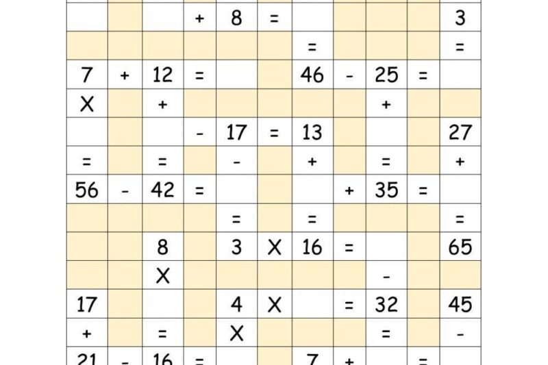 Worksheets Work Cross Number Puzzle