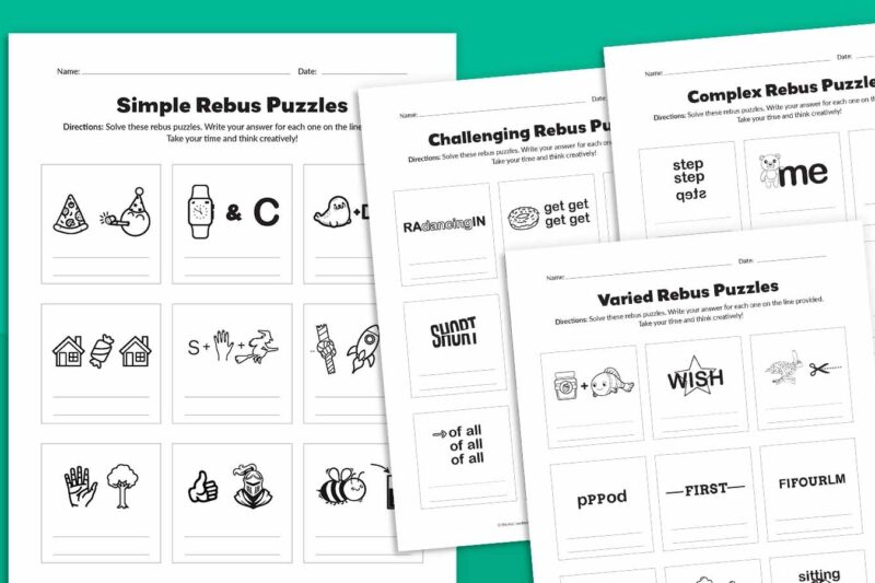 Rebus Puzzles Worksheets Free Printable
