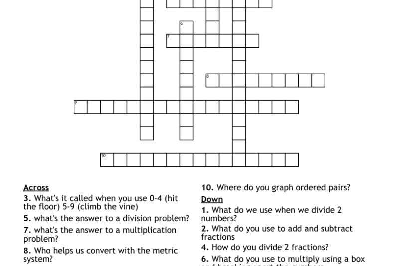 Crossword Puzzles Printable 5th Grade