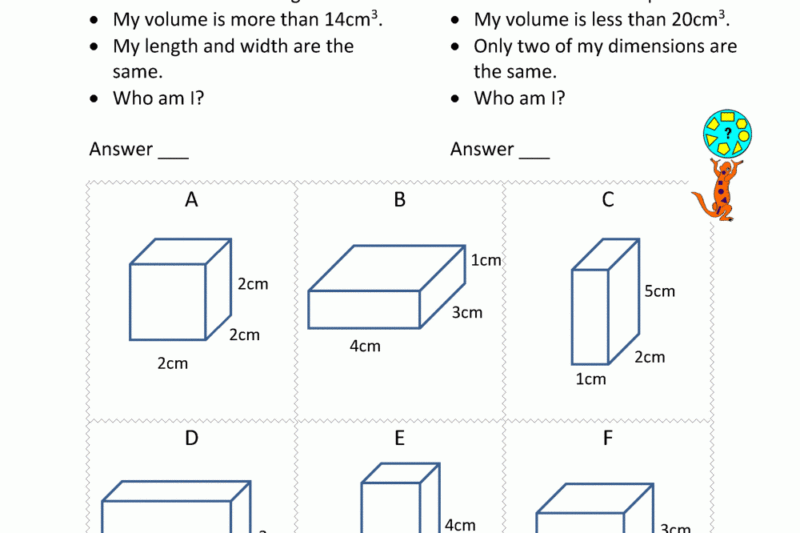 Volume Puzzles Worksheet