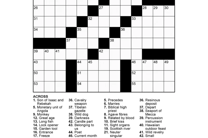 Big Print Crossword Puzzles