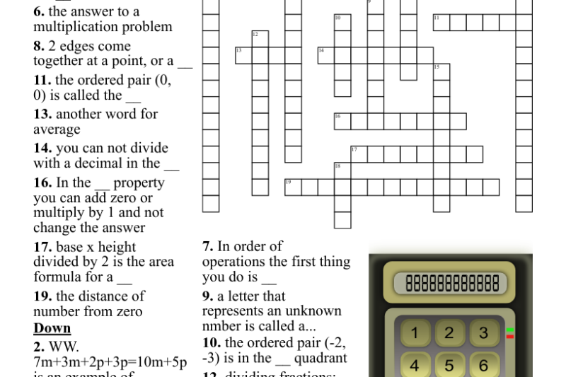 6th Grade Vocabulary Crossword Puzzles Printable