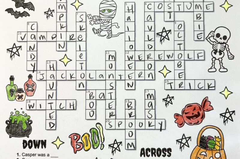 Halloween Crossword Puzzle Answer Key