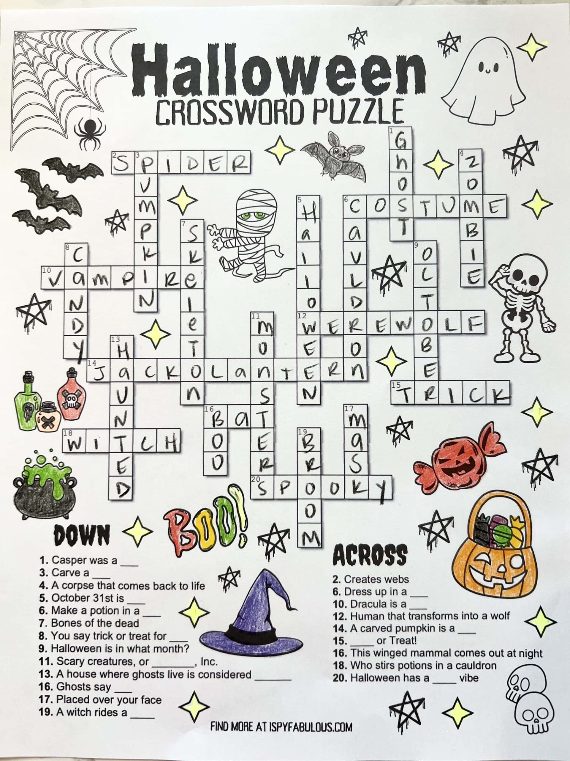 Halloween Crossword Puzzle Answer Key Halloween Crossword Puzzle Answer Key