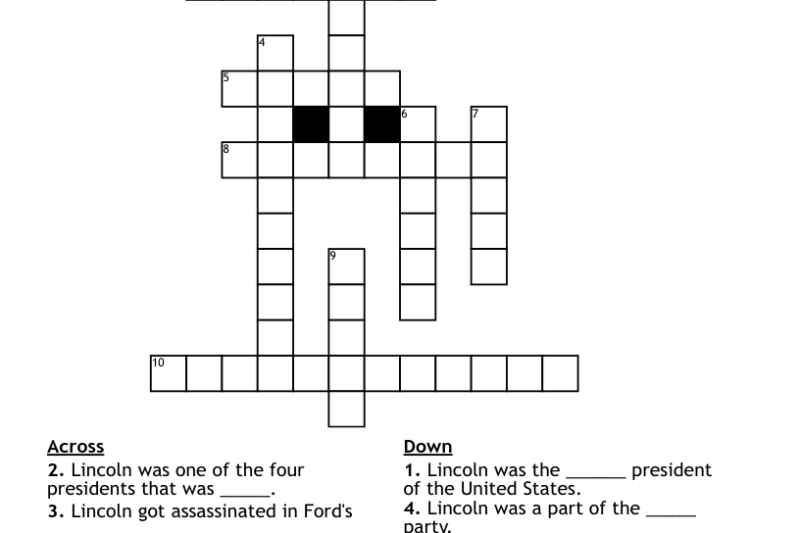 Abraham Lincoln Crossword Puzzle Answer Key