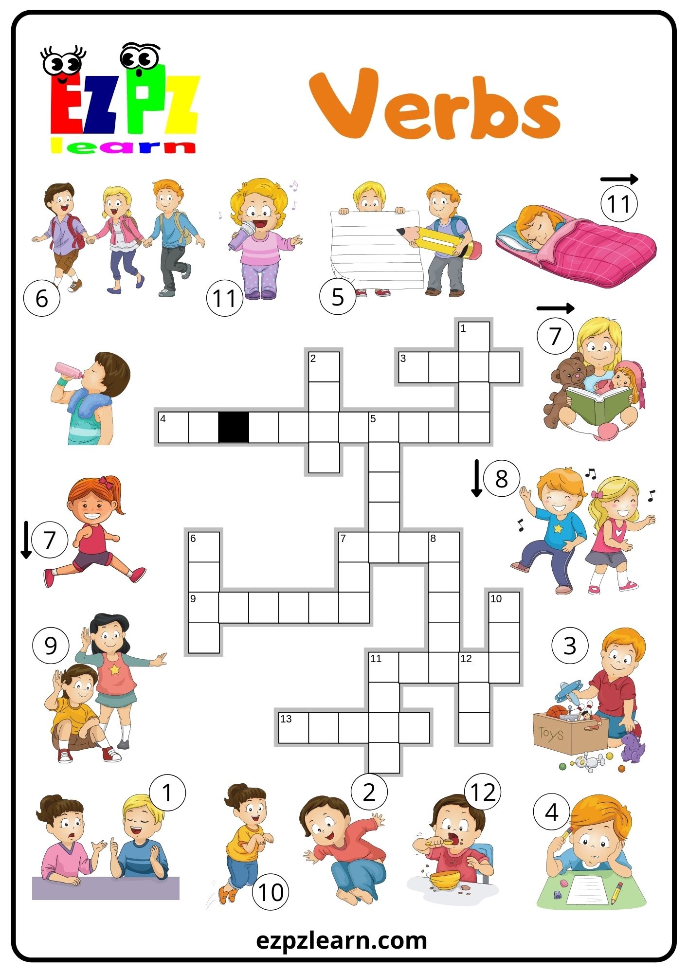 Verbs Crossword Puzzle Printable Verbs Crossword Puzzle Printable