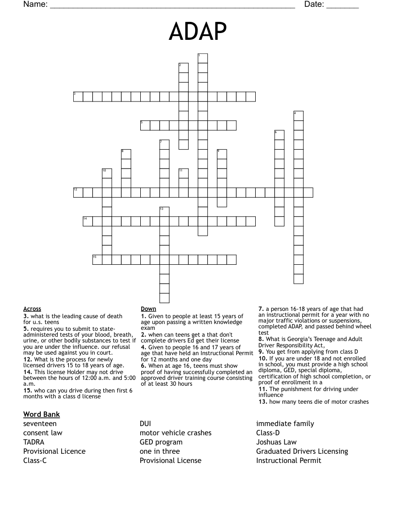 ADAP Crossword WordMint