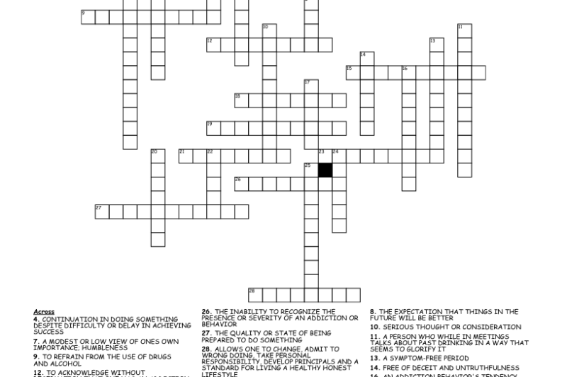 Free Printable Recovery Crossword Puzzles