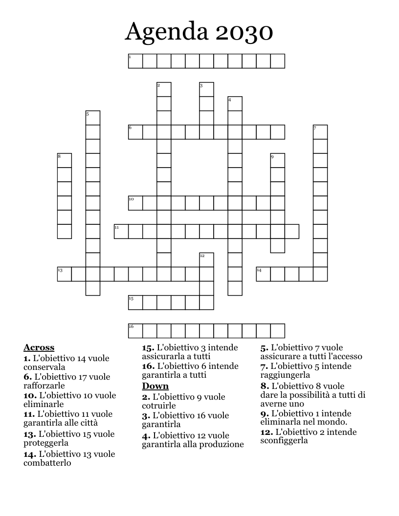 Agenda 2030 Crossword WordMint