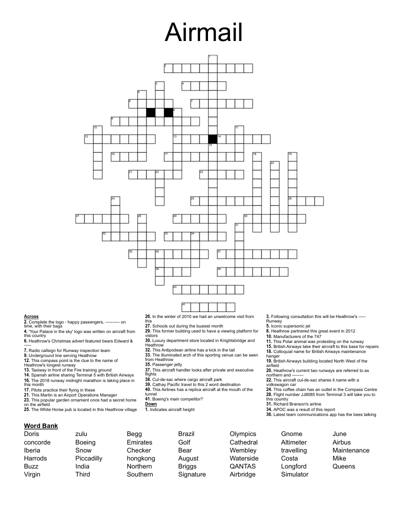 Airmail Crossword WordMint