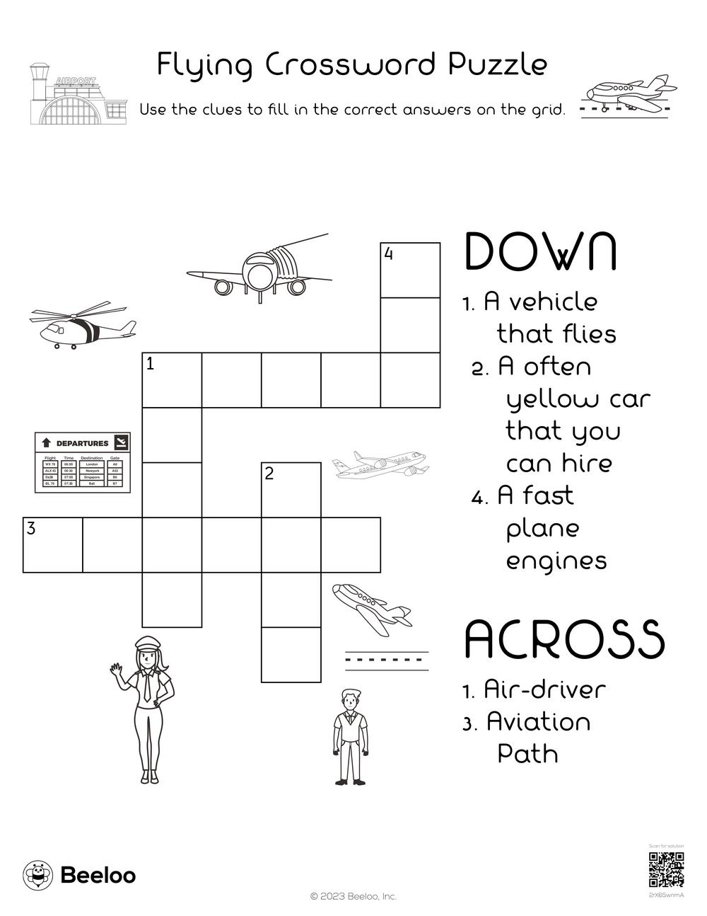 Airport themed Crossword Puzzles Beeloo Printable Crafts And