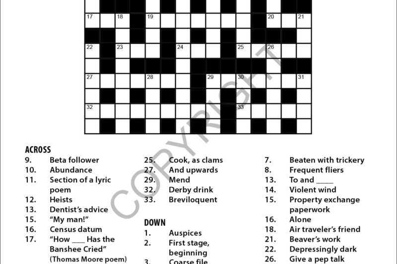 Crossword Puzzles Books Printable