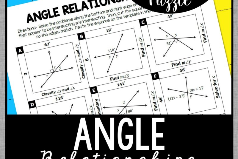 Angle Relationships Puzzle Worksheet