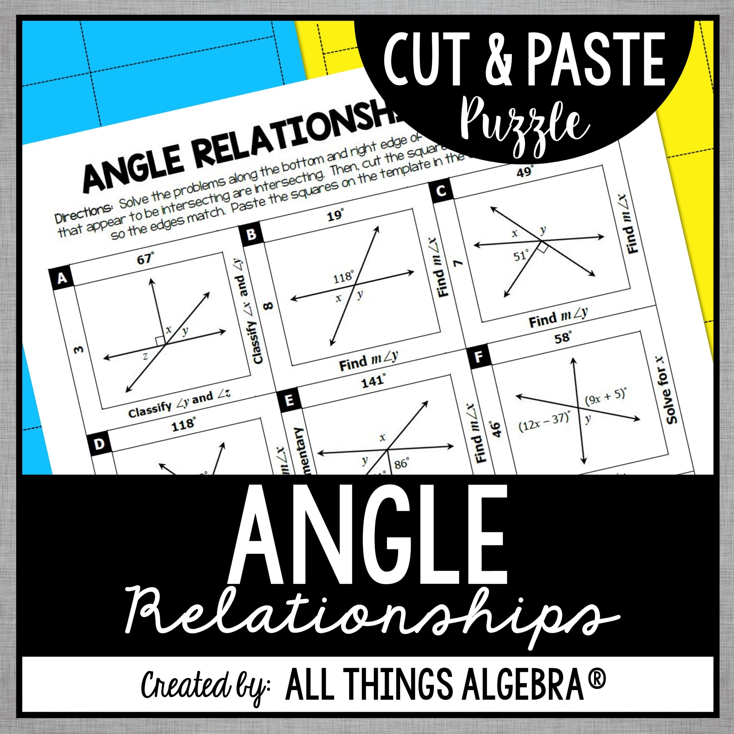 Angle Relationships Puzzle Worksheet Angle Relationships Puzzle Worksheet