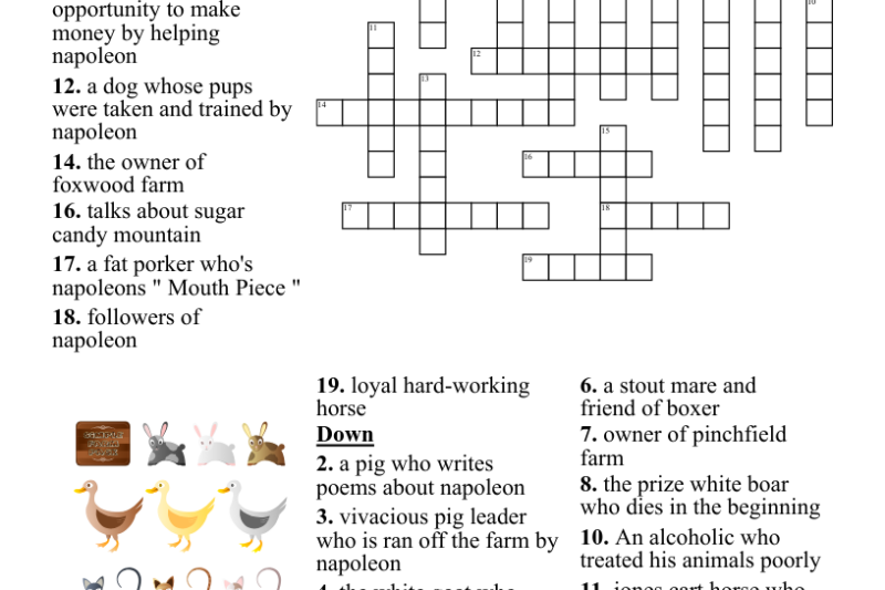 Crossword Puzzle For Animal Farm