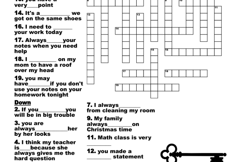 Crossword Puzzles With Answers Printable