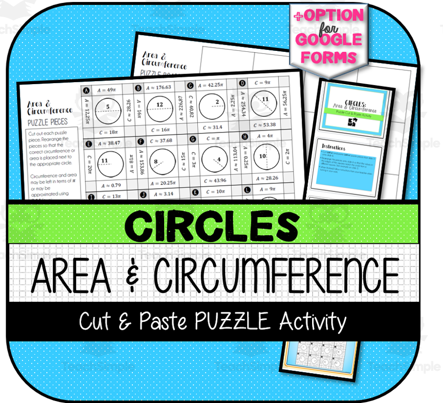 Area U0026 Circumference Of Circles Cut U0026 Paste PUZZLE