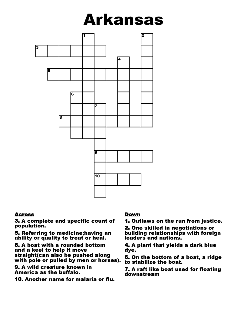Arkansas Crossword WordMint