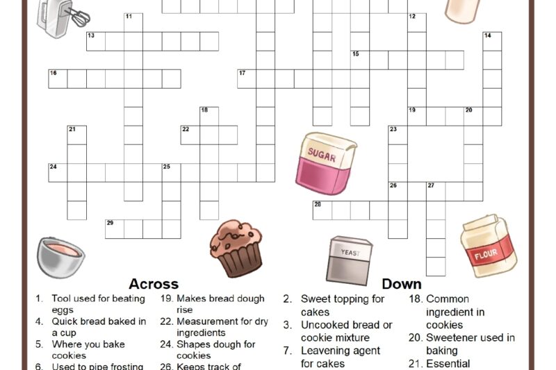 Bakery Crossword Puzzle Printable