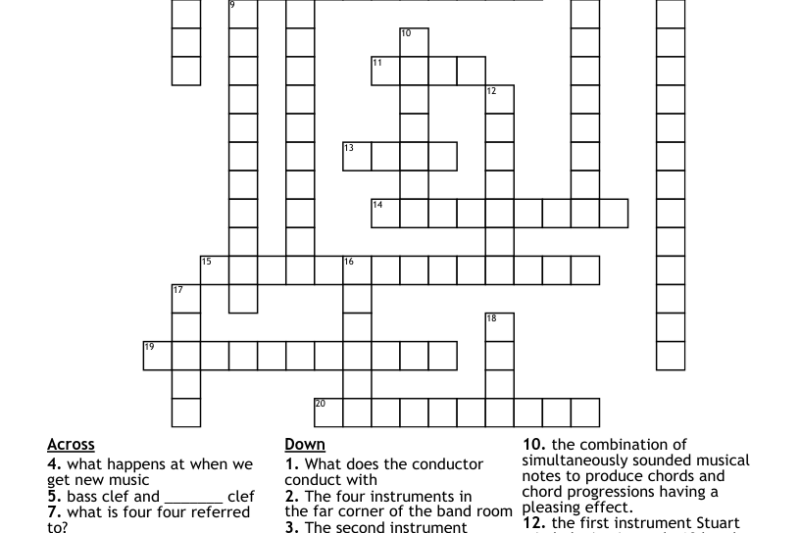 Stand Band Crossword Puzzle