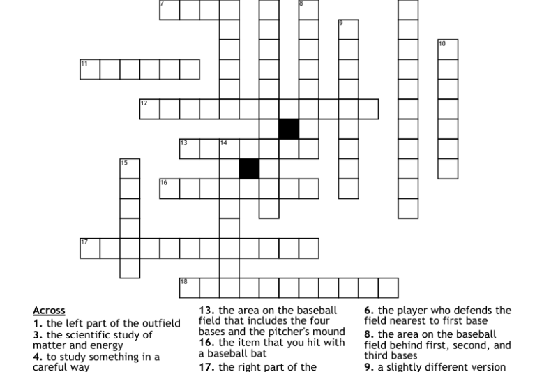 Baseball Crossword Puzzles