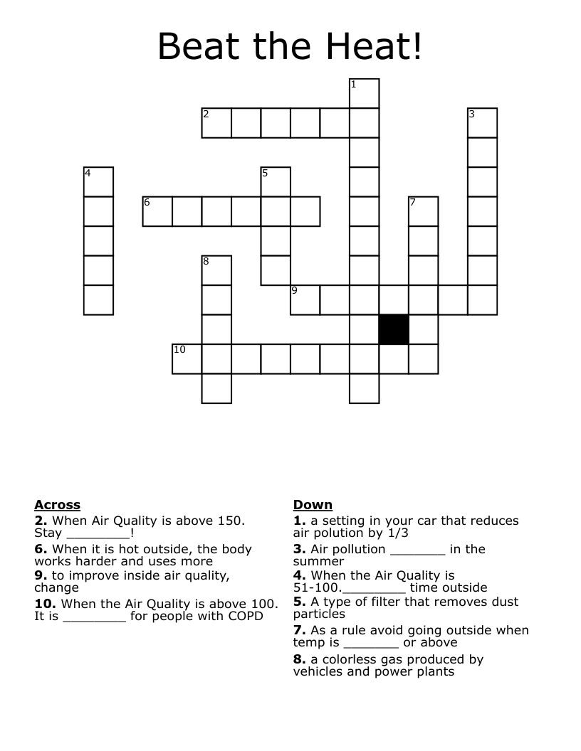 Beat The Heat Crossword WordMint