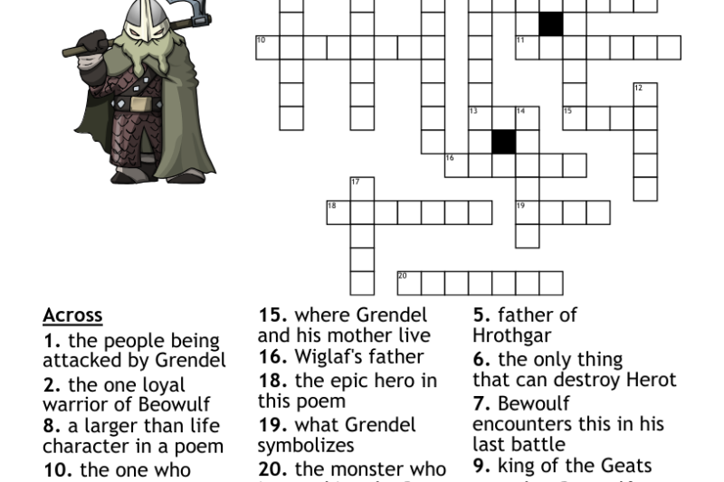 Printable Beowulf Crossword Puzzle
