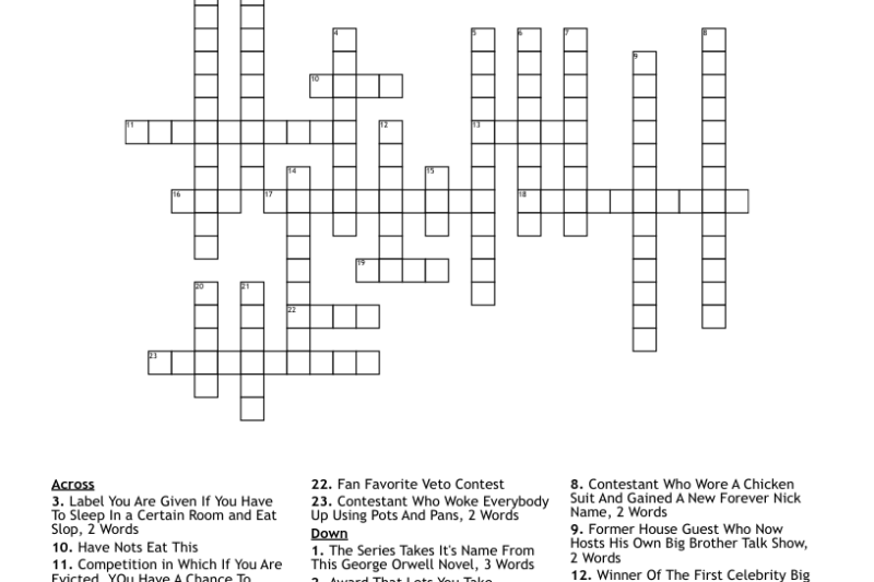 Big Brother Crossword Puzzle