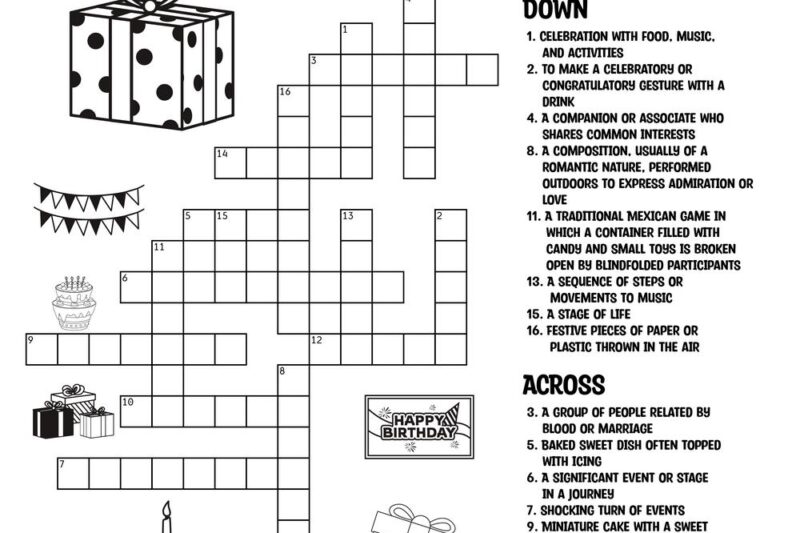 Free Printable Birthday Crossword Puzzles