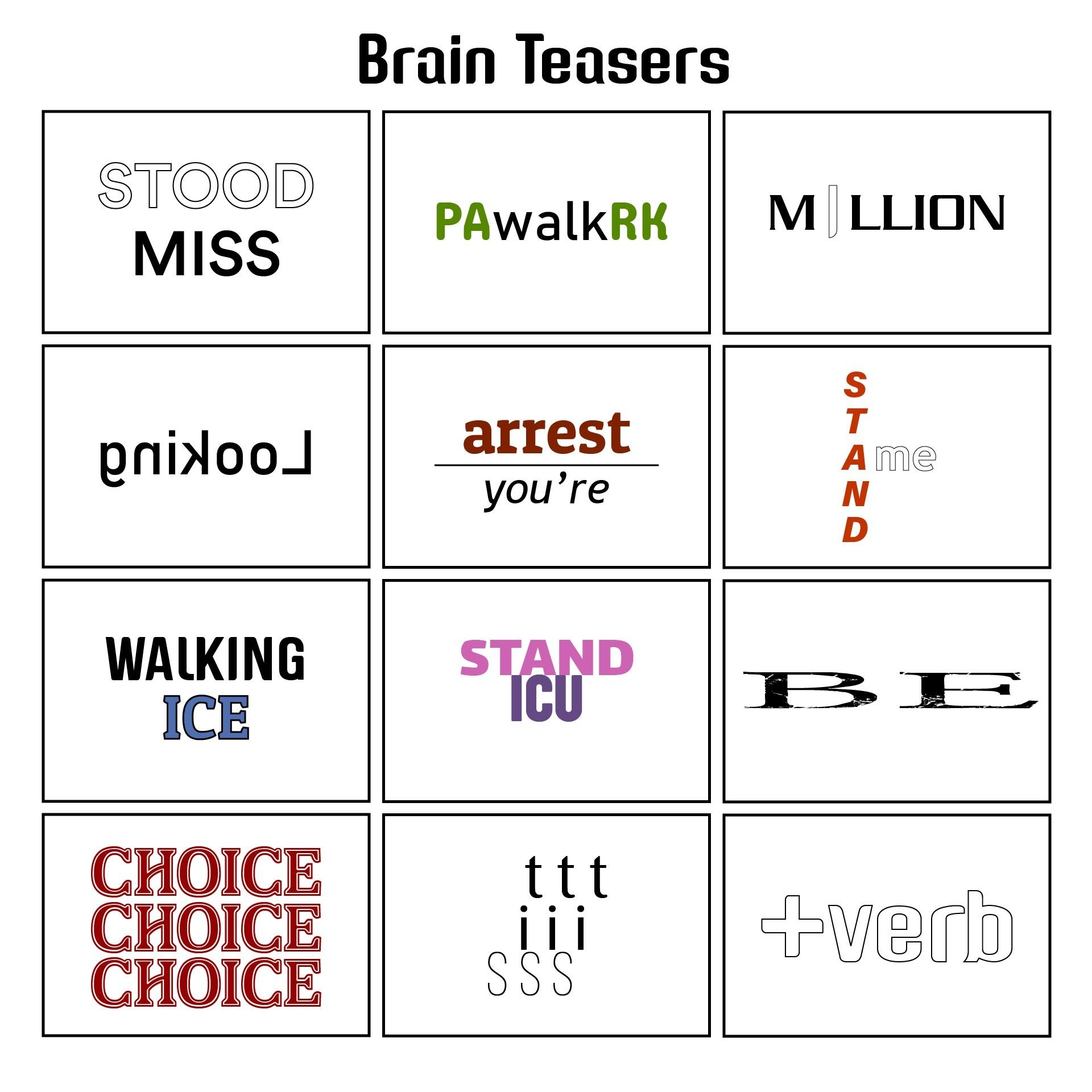 Brain Teasers Puzzles Worksheets