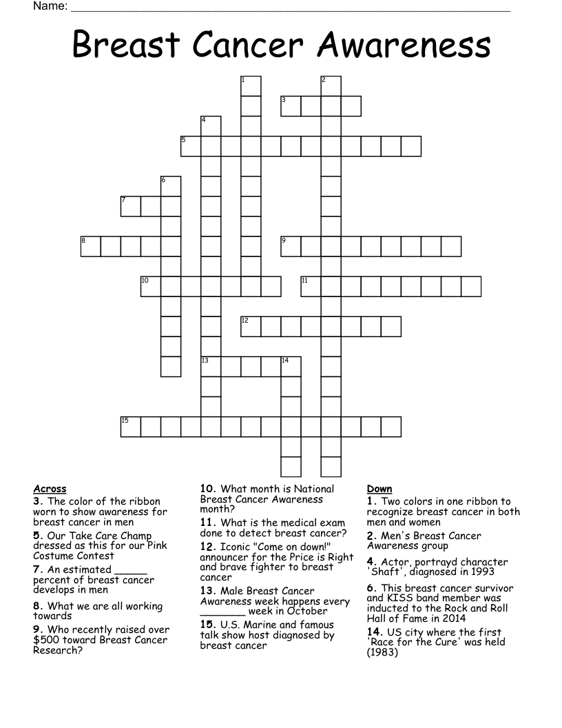 Breast Cancer Awareness Crossword WordMint