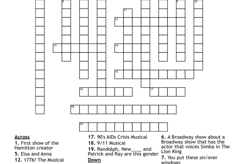 Broadway Crossword Puzzle