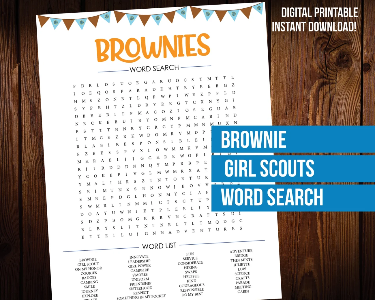 Brownie Girl Scouts Word Search Puzzle Printable Etsy