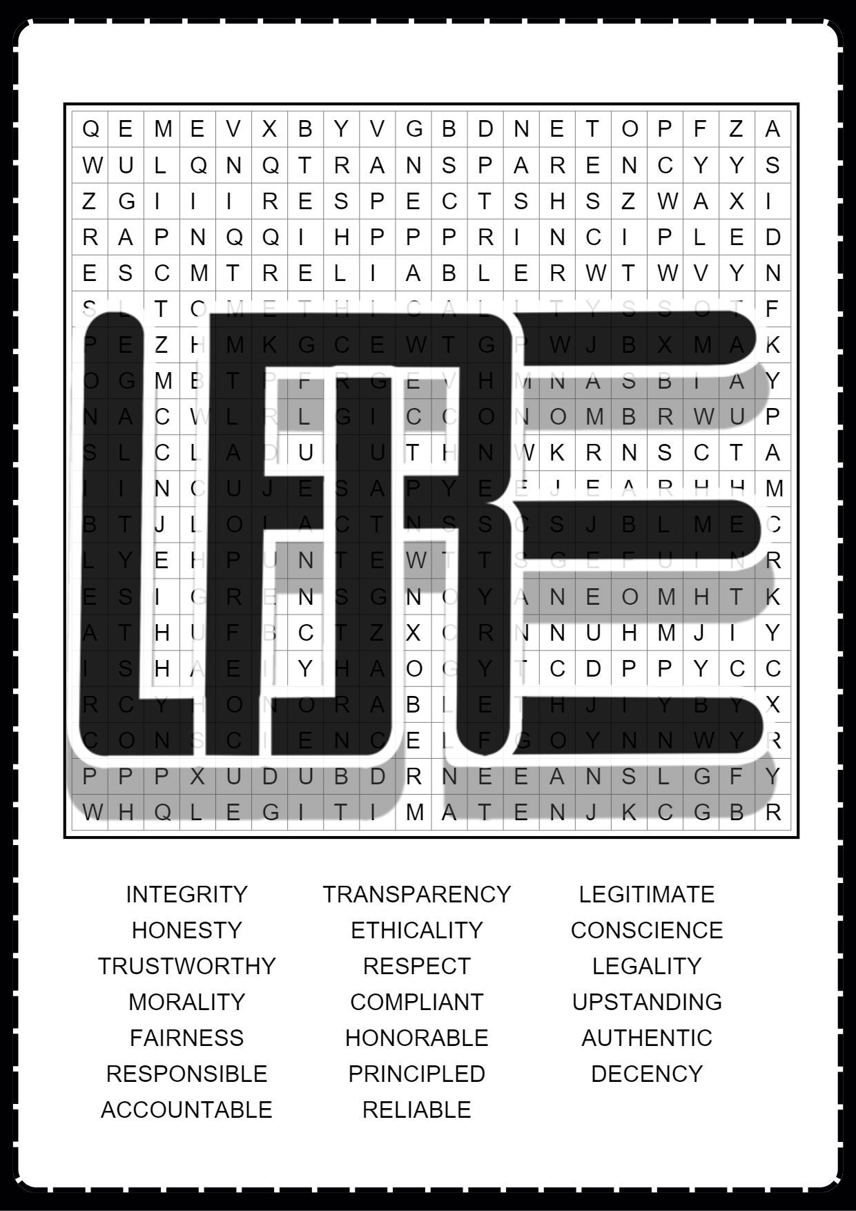 BUSINESS ETHICS Word Search Puzzle No Prep Activity Worksheet Morning Work Made By Teachers