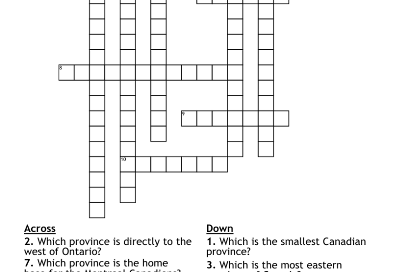 Canadian Province Crossword Puzzle Clue
