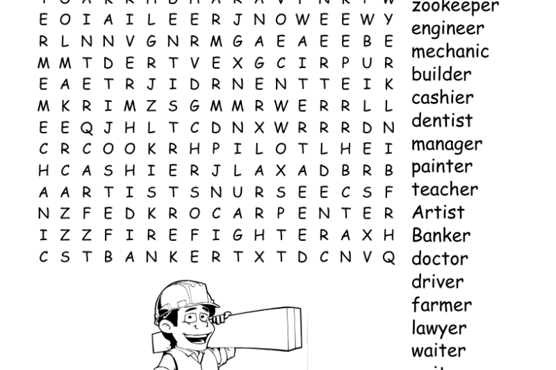 Careers Word Search Puzzle Worksheets