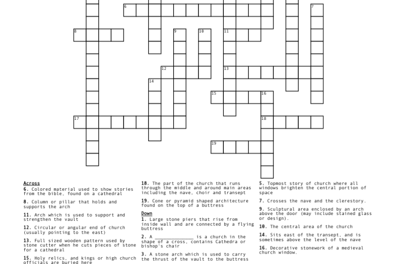 English Cathedral City Crossword Puzzle