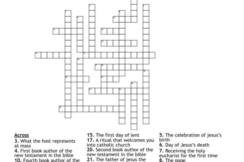 Catholic Bible Crossword Puzzles Printable