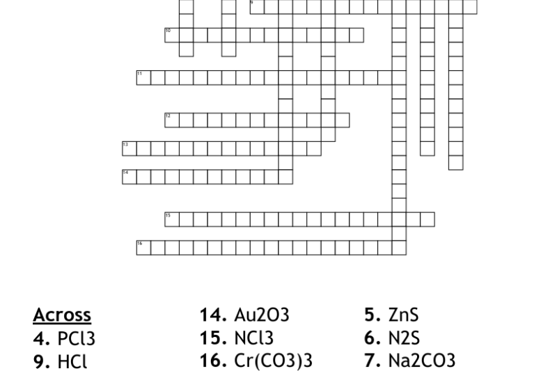 Chemical Compounds Crossword Puzzle