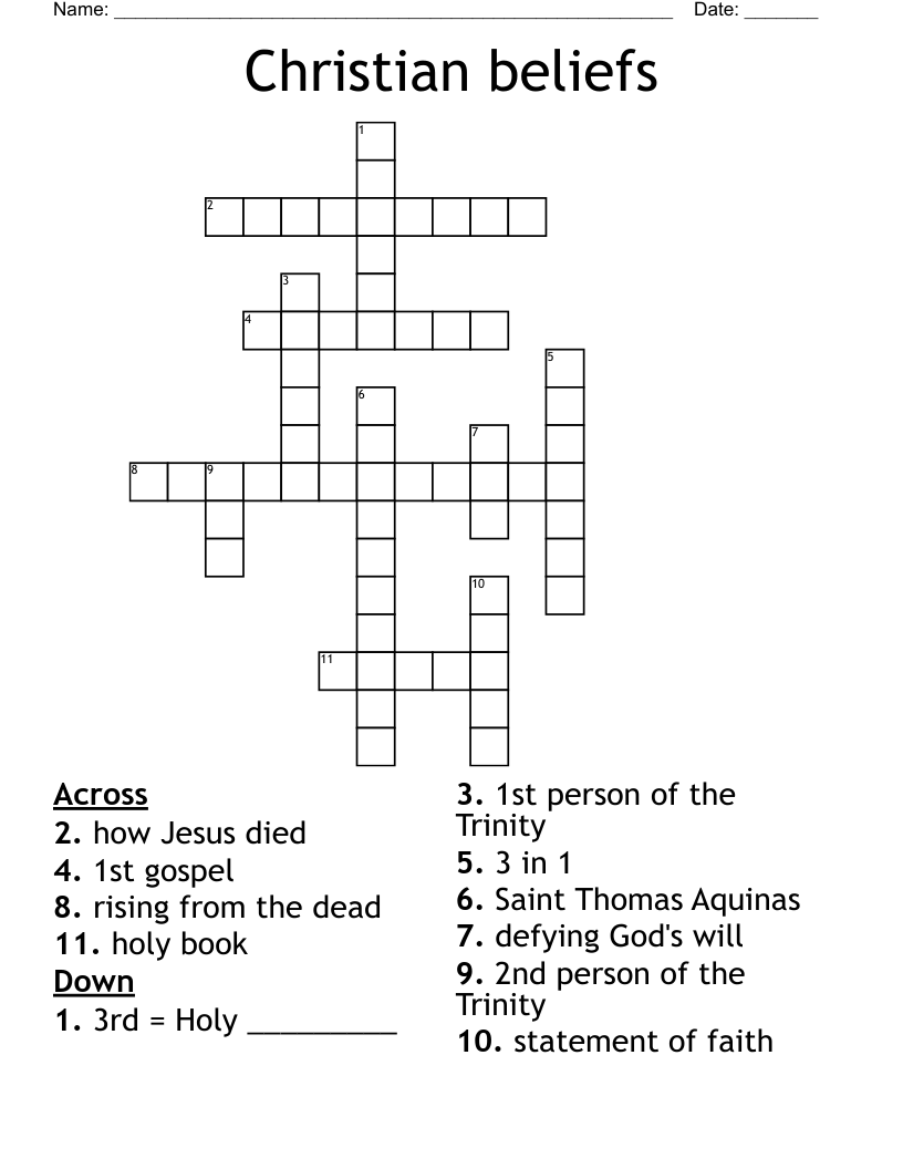 Christian Beliefs Crossword WordMint
