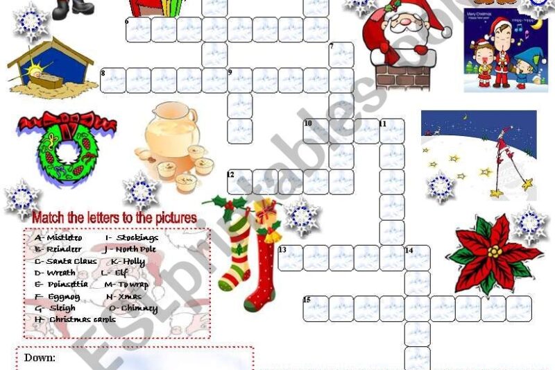 Christmas Crossword Puzzle Worksheet Answers