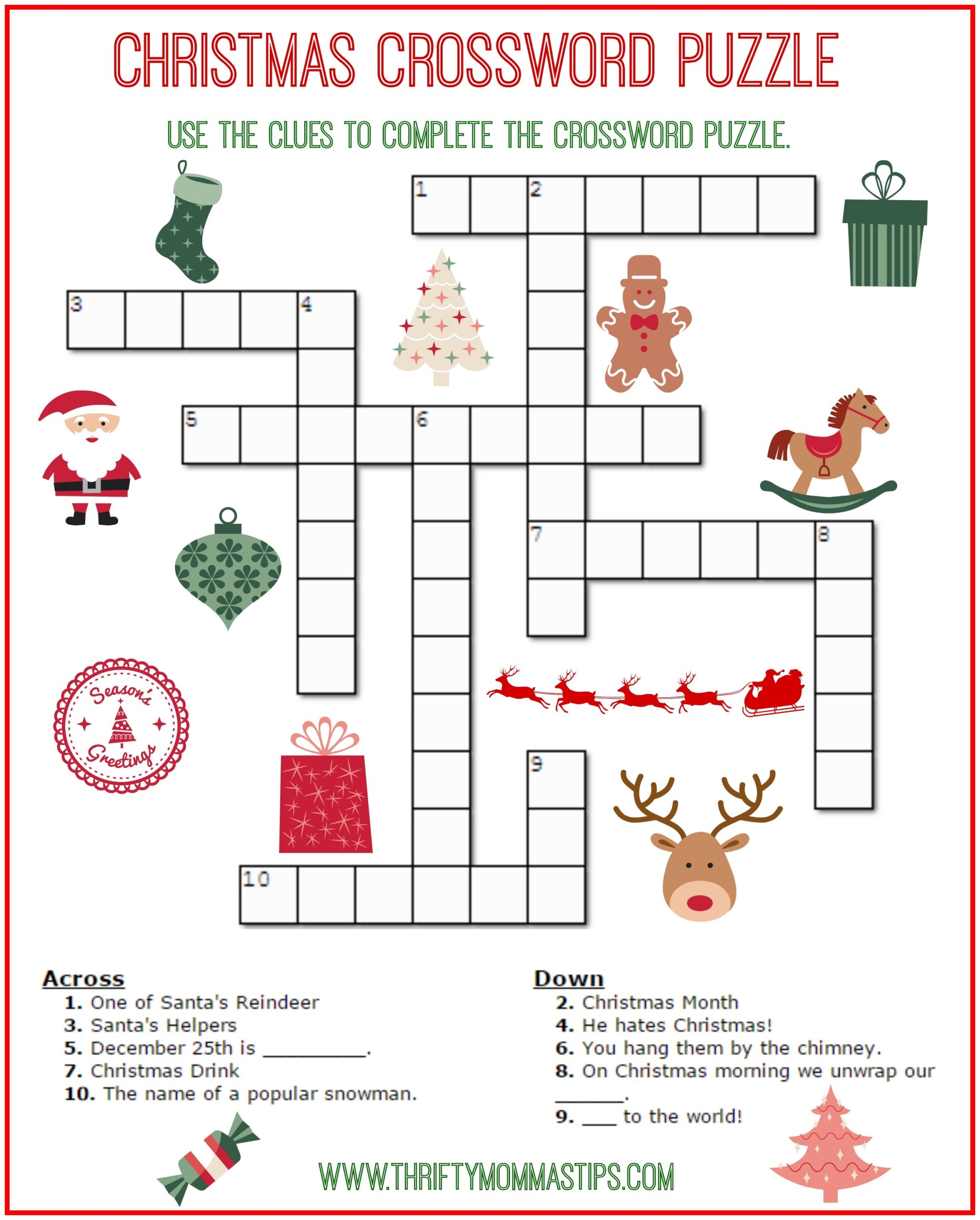 Free Printable Crossword Puzzles Christmas Free Printable Crossword Puzzles Christmas