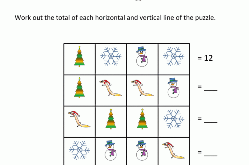 Math Christmas Puzzles Worksheets