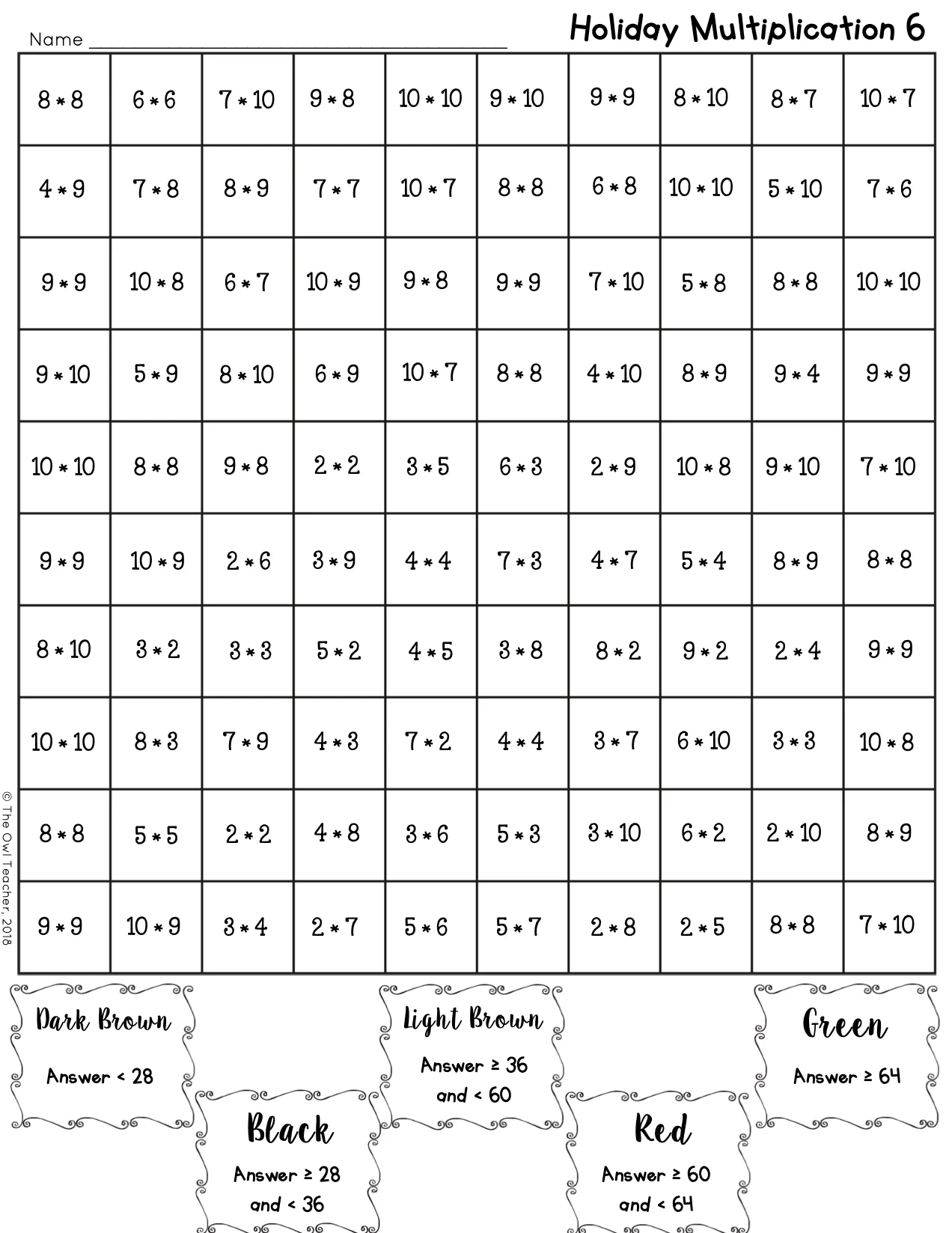Christmas Multiplication Mystery Puzzle The Owl Teacher