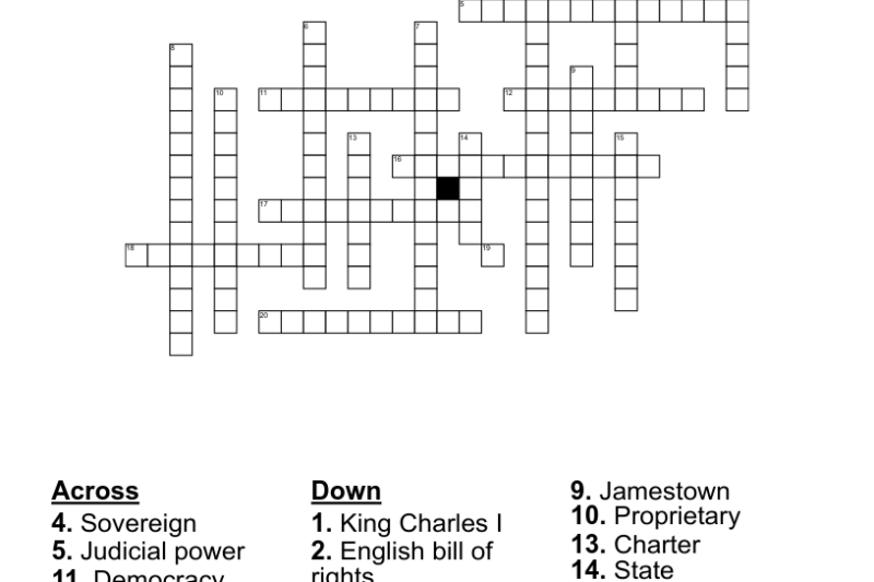 Printable Civics Crossword Puzzles
