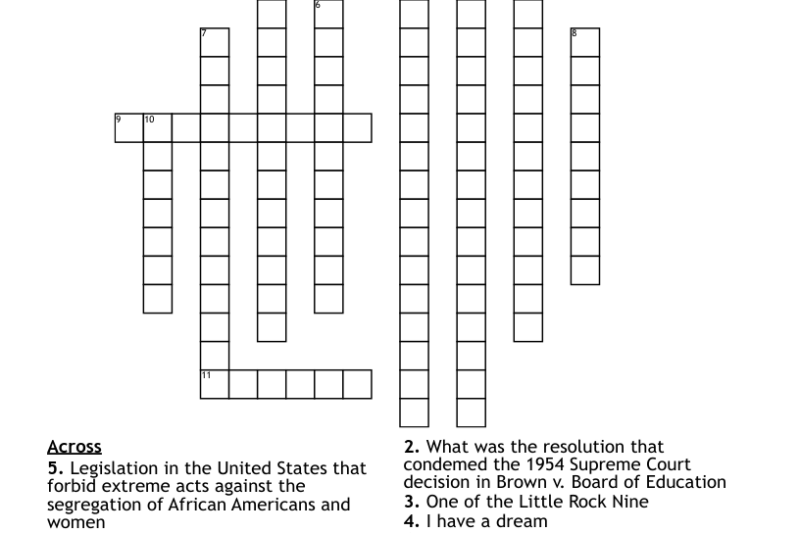 Civil Rights Movement Crossword Puzzle