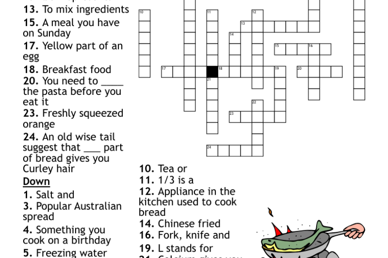 Cooking Puzzle Worksheets