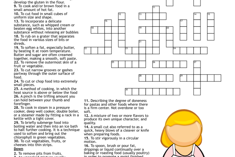 Cooking Terms Crossword Puzzle