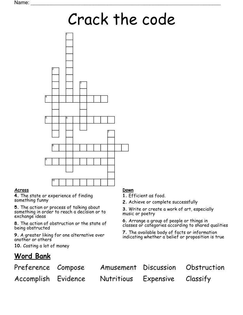 Crack The Code Crossword WordMint